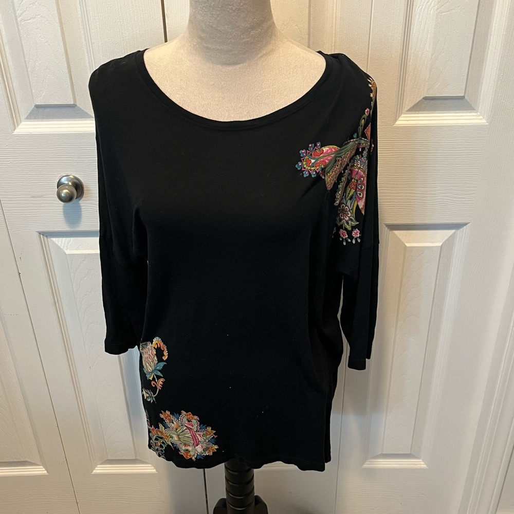 Desigual size S Black Floral Women's Top